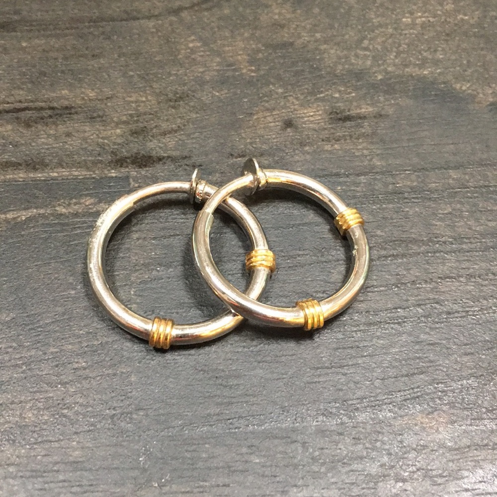 Spring back Silver and Gold Tone Hoop Earrings